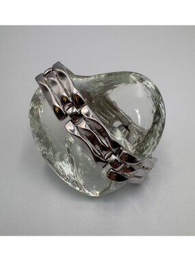 Vintage Crown Trifari Silver Tone Sculptural Link Bracelet Signed 6.75”